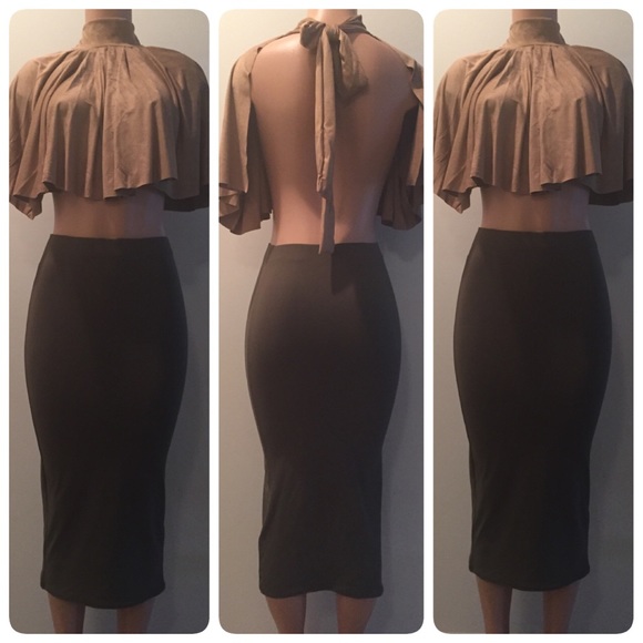 Lira Midi Skirt - Olive (Also available in black)