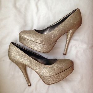Size 10 Gold and Silver Sparkly Prom Plaform Heels