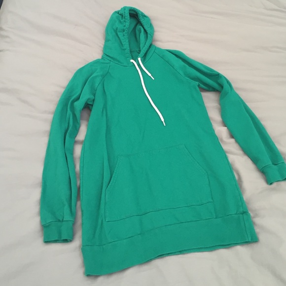 American Apparel Pullover Green Hoodie Dress, XS