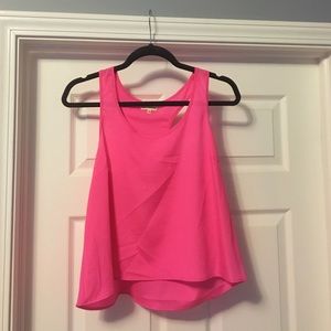 Neon pink crop top.