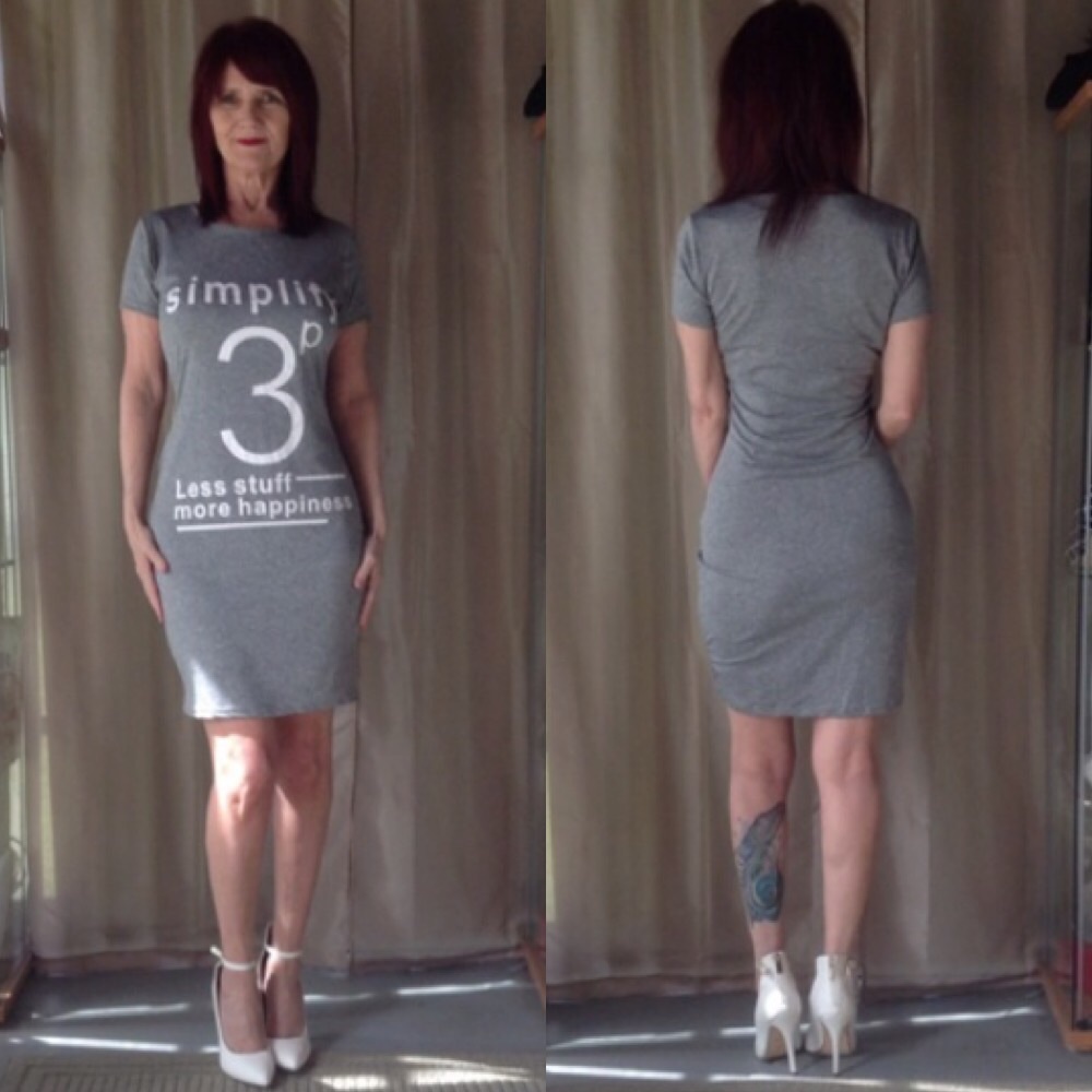 NEW CASUAL "SIMPLIFY" YOUR LIFE DRESS IN GRAY