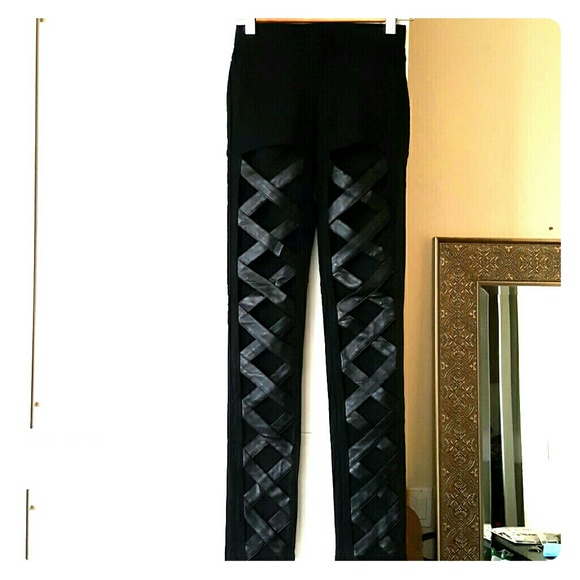 Leather cutout pants