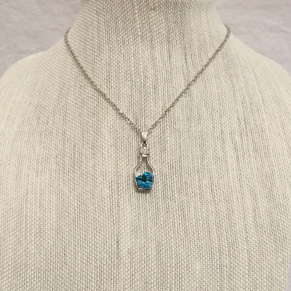 Blue Crystal in a Bottle Necklace - Picture 3 of 4