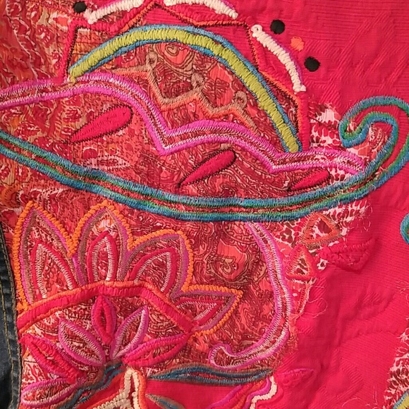 Chicos appliqued red Jean jacket - Picture 3 of 4