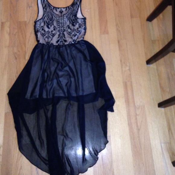 Trixxi tan and black high low dress