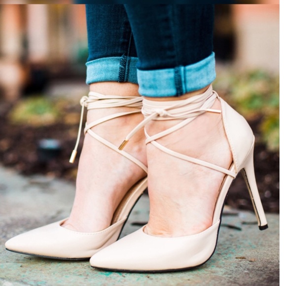 Nude Wrap Ankle Stilettos Size 8