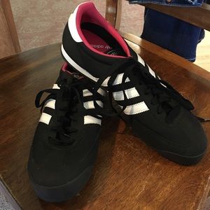 Black and pink adidas, never worn, no tags