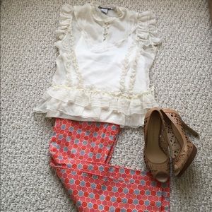 Silk ruffles Victorian style top