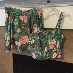 Crop top and matching mini skirt