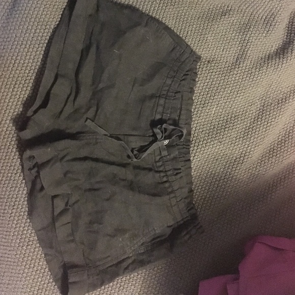 Black linen shorts