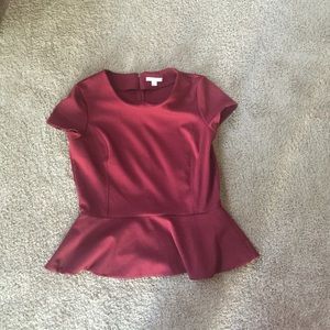 Women's Maroon Peplum Top