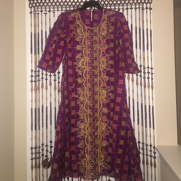 NEW checkered Indian dress and scarf - Picture 1 of 3
