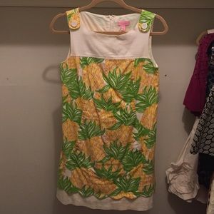 Lilly Pulitzer yellow and green shift dress.
