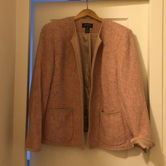 pink wool tweed blazer