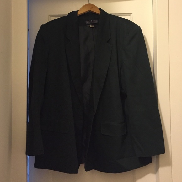 20W hunter green cotton one button blazer
