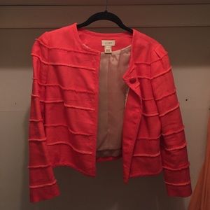 Jcrew pink blazer jacket fringe detail