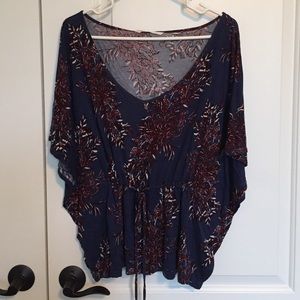 Floral flowy shirt with  cinched waist