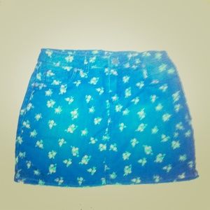 Denim dark blue floral skirt