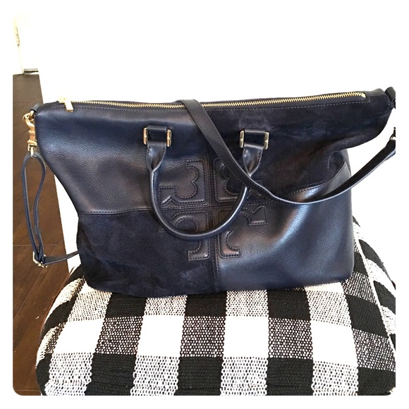 Tory Burch suede and leather cross body purse