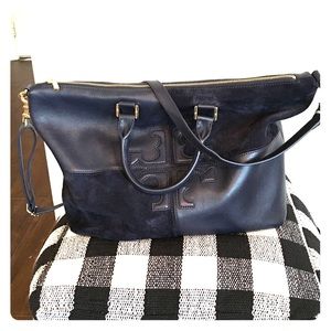 Tory Burch suede and leather cross body purse