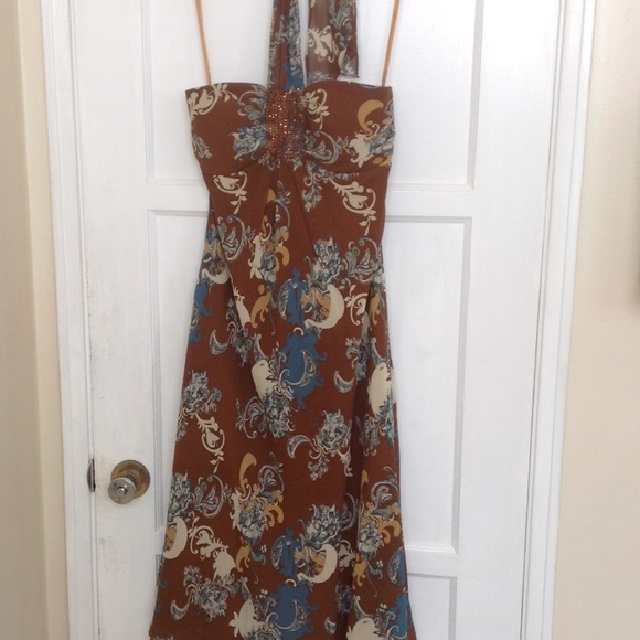 SOLD!! Max & Cleo floral print Halter dress - Picture 1 of 4
