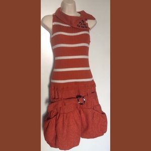 Orange studded dress, kinda steampunk