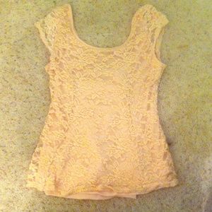 Beautiful pink lace shirt with sheer back bow