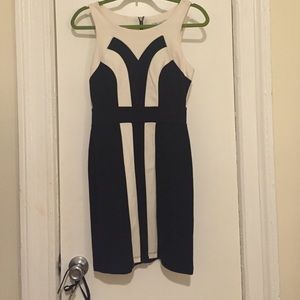 Cream and black bodycon dress