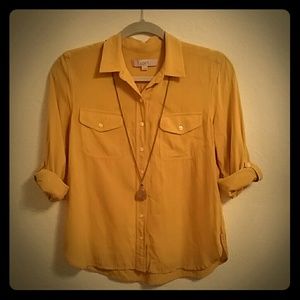 Loft Yellow Button Up Blouse