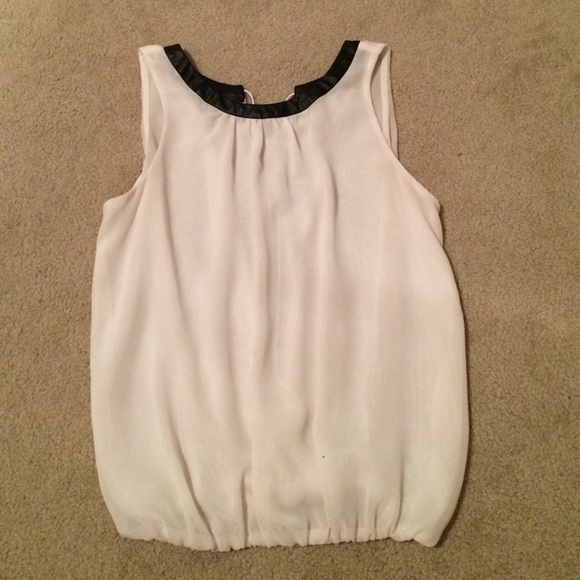 Bisou Bisou Leather and Chiffon Tank Top