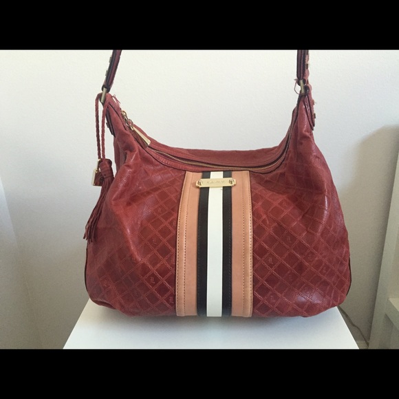 L.A.M.B. Red Leather Tote Bag