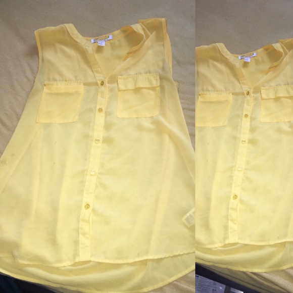 Sheer Yellow Button up tank