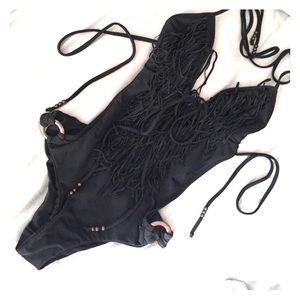 Black Fringe Monokini