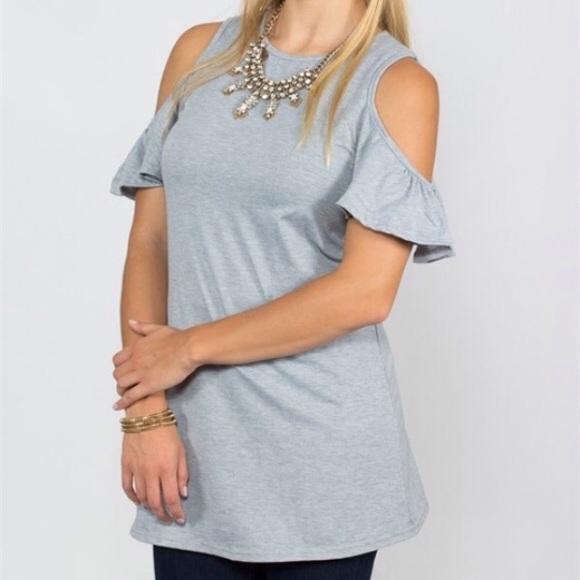 Grey cold shoulder tunic dress - Picture 2 of 5