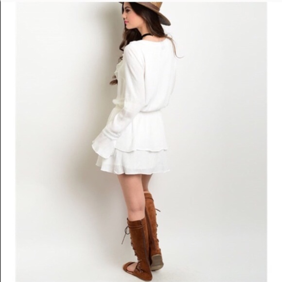 Boho Flounce Lace Up Dress (S,M,L) - Picture 3 of 4