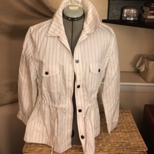 Ann Klein white jacket drawstring waist