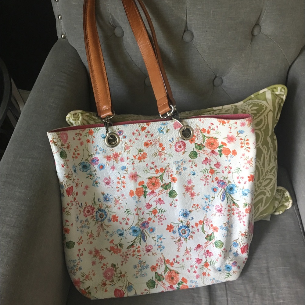 Maurizio Taiuti white floral leather tote