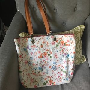 Maurizio Taiuti white floral leather tote