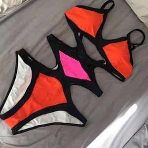 Orange, Pink, and Black Monokini