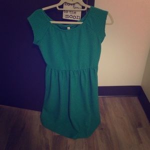 Green textured knee length dress Green textured knee length dress