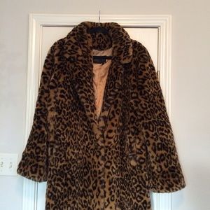 Cheetah Print Fur Trench Coat