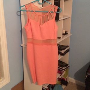 Peach bodycon cocktail dress