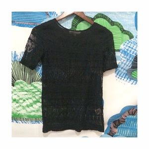 Philosophy black lace and mesh top XS