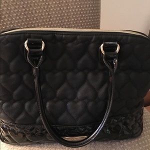 Betsey Johnson Black Heart Quilted Large Bag