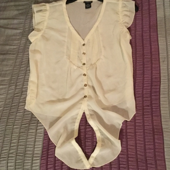 Rue 21 Sheer Ruffle Button Down Blouse. Size Med. - Picture 4 of 4