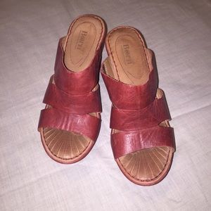 Born red slip on wedges/heels