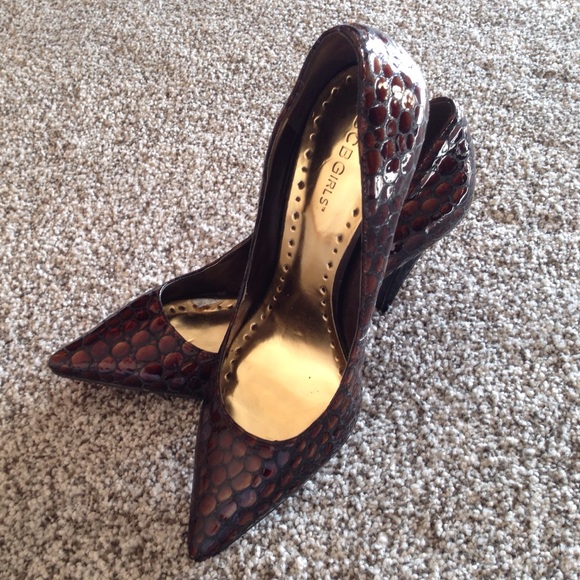 BCBGirls Brown Patent "Crocodile" Pumps