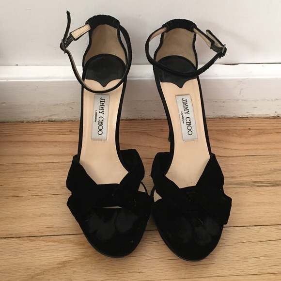 Slightly worn velvet jimmy choo heels