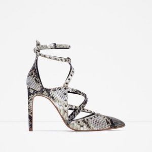 Zara printed wrap around heel