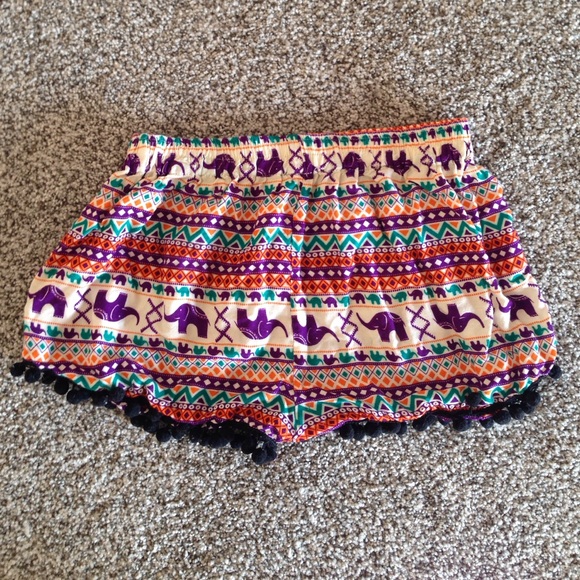 Vibrant Pom-Pom Elephant Thai Shorts